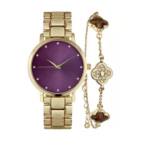 INC International Concepts Accessories - INC Gold-Tone Bracelet Watch 38mm & Bracelet Set, New in Box